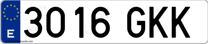 Ejemplo de matrícula de coche ordinaria 3016 GKK