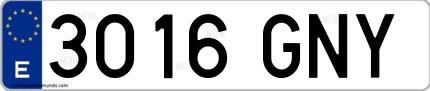Ejemplo de matrícula española 3016 GNY