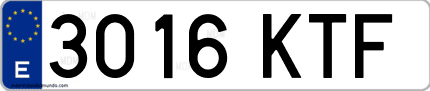 Ejemplo de matrícula de coche ordinaria 3016 KTF