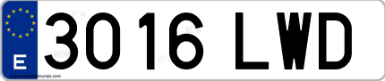 Ejemplo de matrícula de coche ordinaria 3016 LWD