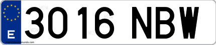 Ejemplo de matrícula de coche ordinaria 3016 NBW