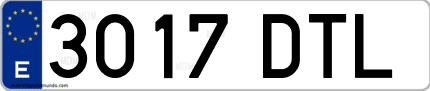 Ejemplo de matrícula de coche ordinaria 3017 DTL
