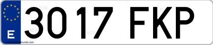 Ejemplo de matrícula española 3017 FKP