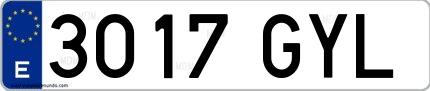 Ejemplo de matrícula española 3017 GYL