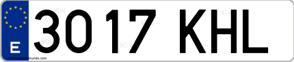 Ejemplo de matrícula de coche ordinaria 3017 KHL