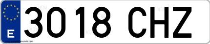 Ejemplo de matrícula española 3018 CHZ