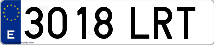 Ejemplo de matrícula de coche ordinaria 3018 LRT