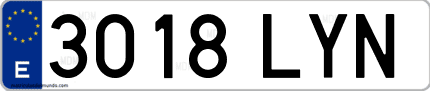 Ejemplo de matrícula de coche ordinaria 3018 LYN