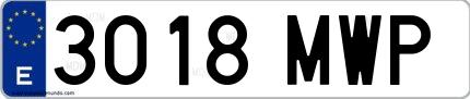 Ejemplo de matrícula española 3018 MWP