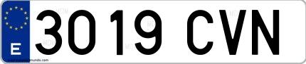 Ejemplo de matrícula española 3019 CVN