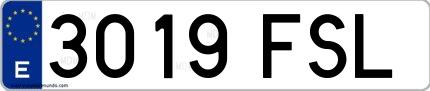 Ejemplo de matrícula española 3019 FSL