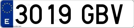 Ejemplo de matrícula española 3019 GBV