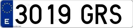 Ejemplo de matrícula española 3019 GRS