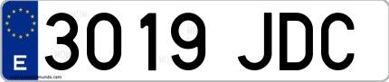 Ejemplo de matrícula española 3019 JDC