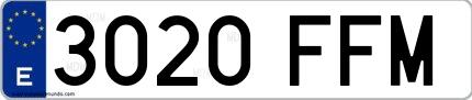 Ejemplo de matrícula española 3020 FFM