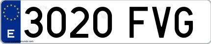 Ejemplo de matrícula española 3020 FVG