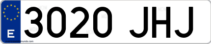 Ejemplo de matrícula de coche ordinaria 3020 JHJ