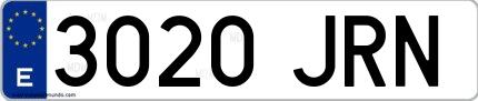 Ejemplo de matrícula española 3020 JRN