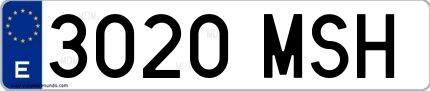 Ejemplo de matrícula española 3020 MSH