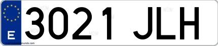 Ejemplo de matrícula española 3021 JLH