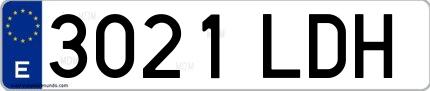 Ejemplo de matrícula española 3021 LDH
