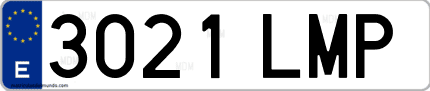 Ejemplo de matrícula de coche ordinaria 3021 LMP