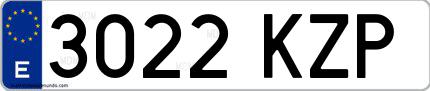 Ejemplo de matrícula española 3022 KZP