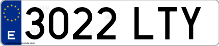 Ejemplo de matrícula de coche ordinaria 3022 LTY
