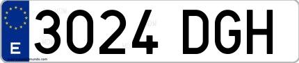 Ejemplo de matrícula española 3024 DGH