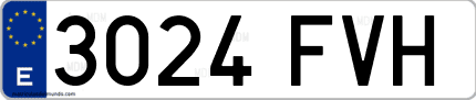 Ejemplo de matrícula de coche ordinaria 3024 FVH