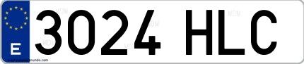 Ejemplo de matrícula española 3024 HLC