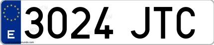 Ejemplo de matrícula española 3024 JTC