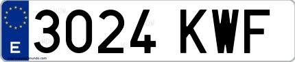 Ejemplo de matrícula española 3024 KWF