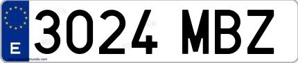 Ejemplo de matrícula española 3024 MBZ