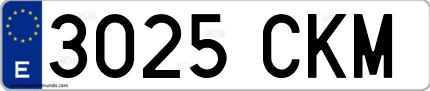 Ejemplo de matrícula de coche ordinaria 3025 CKM