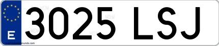 Ejemplo de matrícula española 3025 LSJ