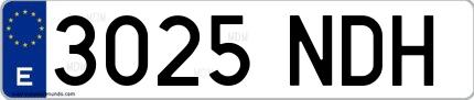 Ejemplo de matrícula española 3025 NDH