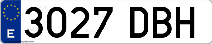 Ejemplo de matrícula de coche ordinaria 3027 DBH