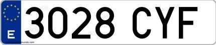 Ejemplo de matrícula española 3028 CYF