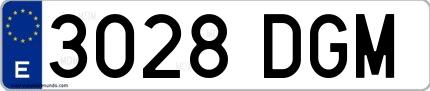 Ejemplo de matrícula de coche ordinaria 3028 DGM