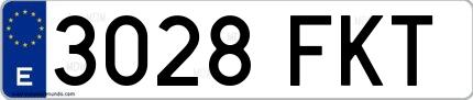 Ejemplo de matrícula española 3028 FKT