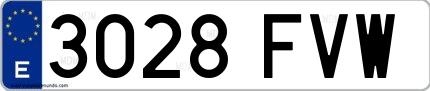Ejemplo de matrícula española 3028 FVW