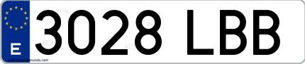 Ejemplo de matrícula española 3028 LBB