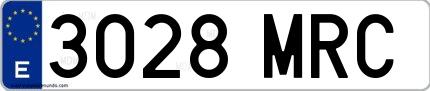 Ejemplo de matrícula española 3028 MRC