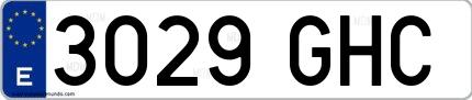 Ejemplo de matrícula española 3029 GHC