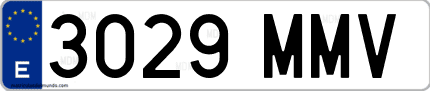 Ejemplo de matrícula de coche ordinaria 3029 MMV