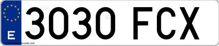 Ejemplo de matrícula española 3030 FCX