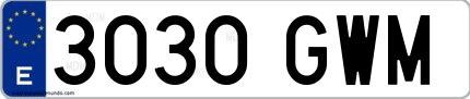 Ejemplo de matrícula española 3030 GWM