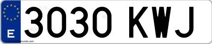 Ejemplo de matrícula española 3030 KWJ