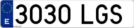 Ejemplo de matrícula española 3030 LGS